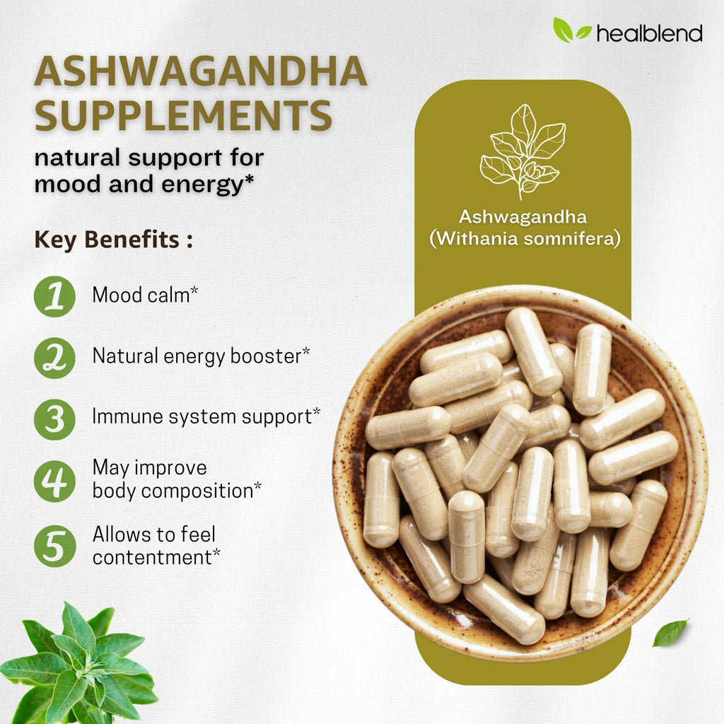 Organic Ashwagandha Supplement 1300mg with Black Pepper Extract T414427