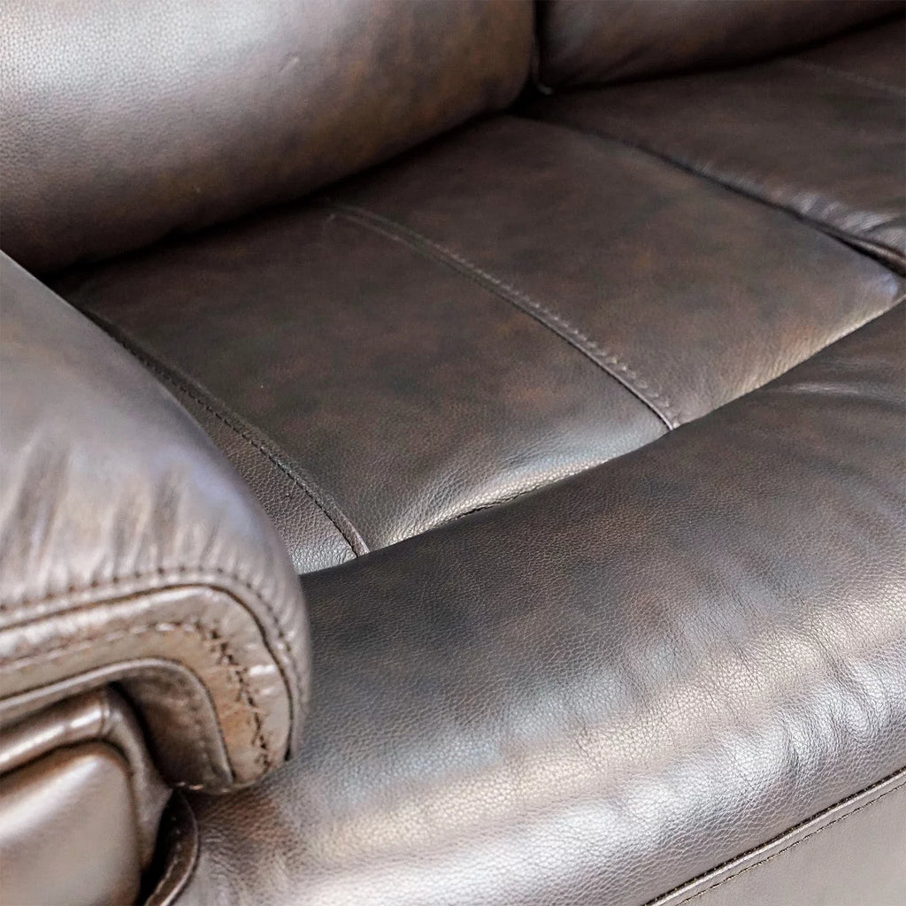 Leather Power Reclining Loveseat with Adjustable Headrest U17643
