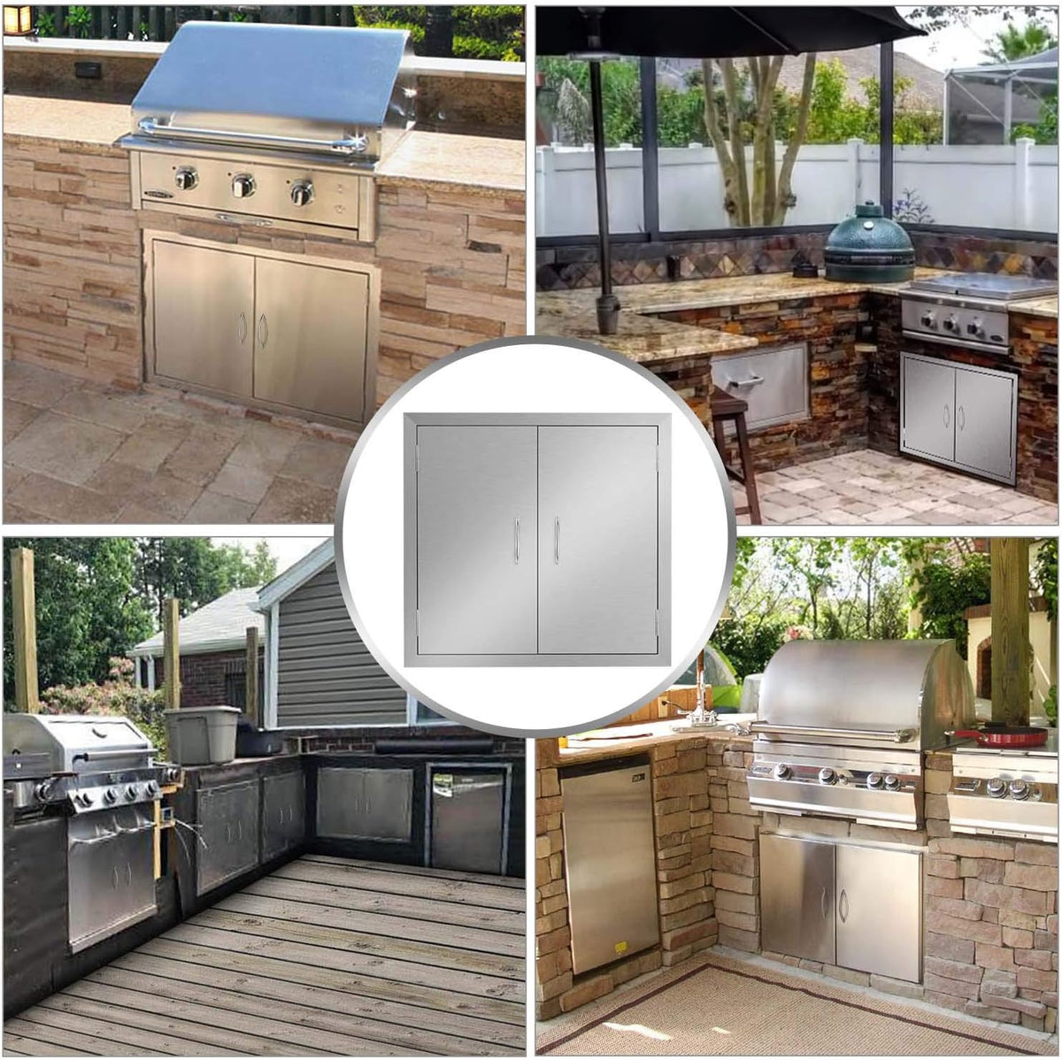 24W x 24H Inch Stainless Steel Double Wall Outdoor Kitchen Doors D487432