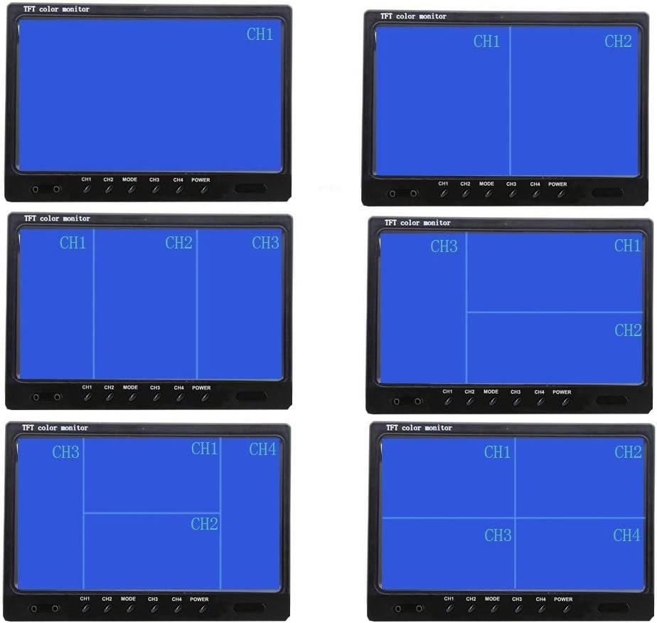 Hard Wired Backup Camera 9'' Quad Split Screen HD Monitor System Pack of 2 A917