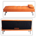 Orange Faux Leather Futon Sofa Bed with Cup Holders H51965