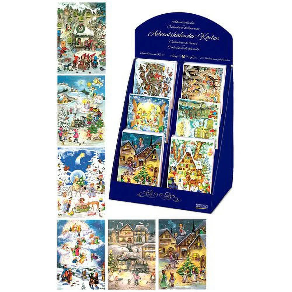 Set of 60 Assorted Christmas Advent Cards with a Stand R5878