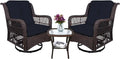 3-Piece Wicker Bistro Set Swivel Rocking Chairs Glass-Top Coffee Table S773137