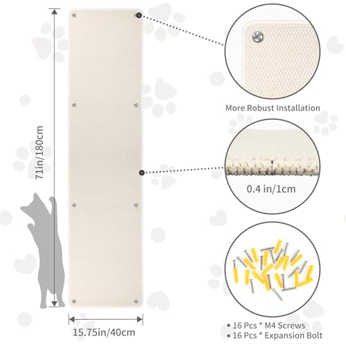 71x15.8 Thickened Cat Wall Climbing Carpet with 16 Fixed Nails L262761