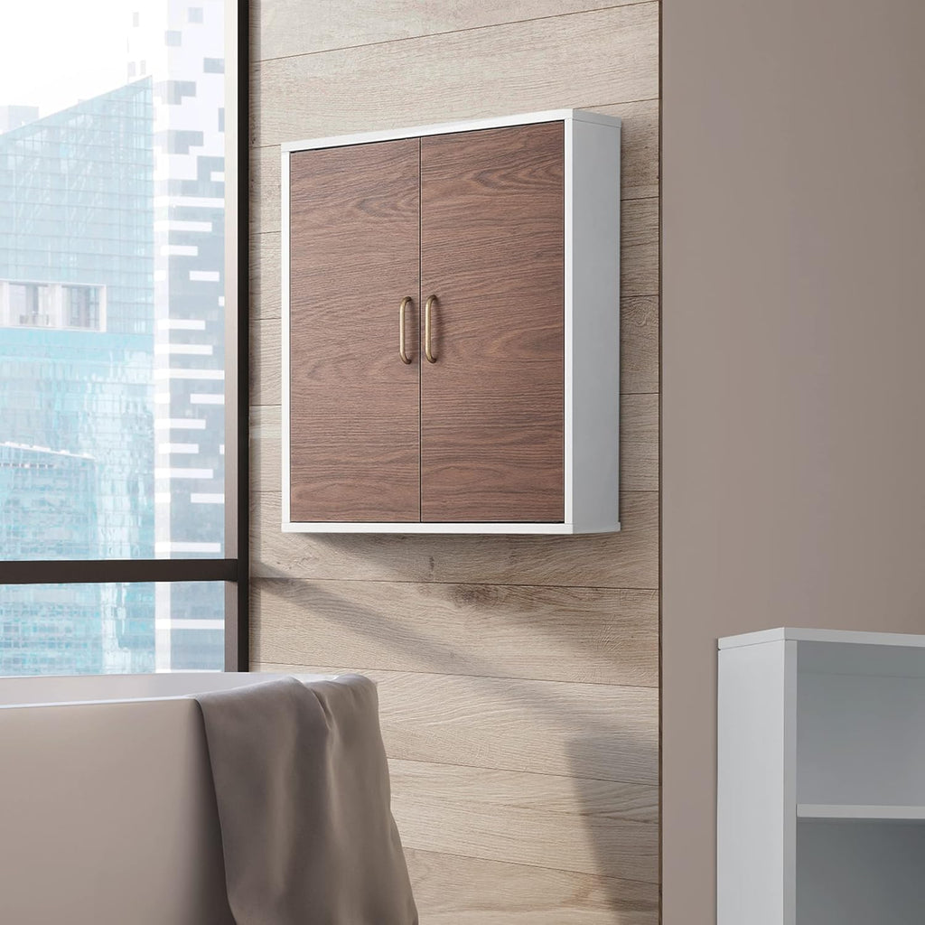 White Natural Wood Bathroom Cabinet W527
