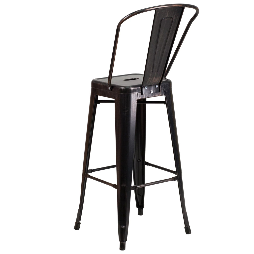 Black Antique Gold Metal Barstool 2 Stools P407