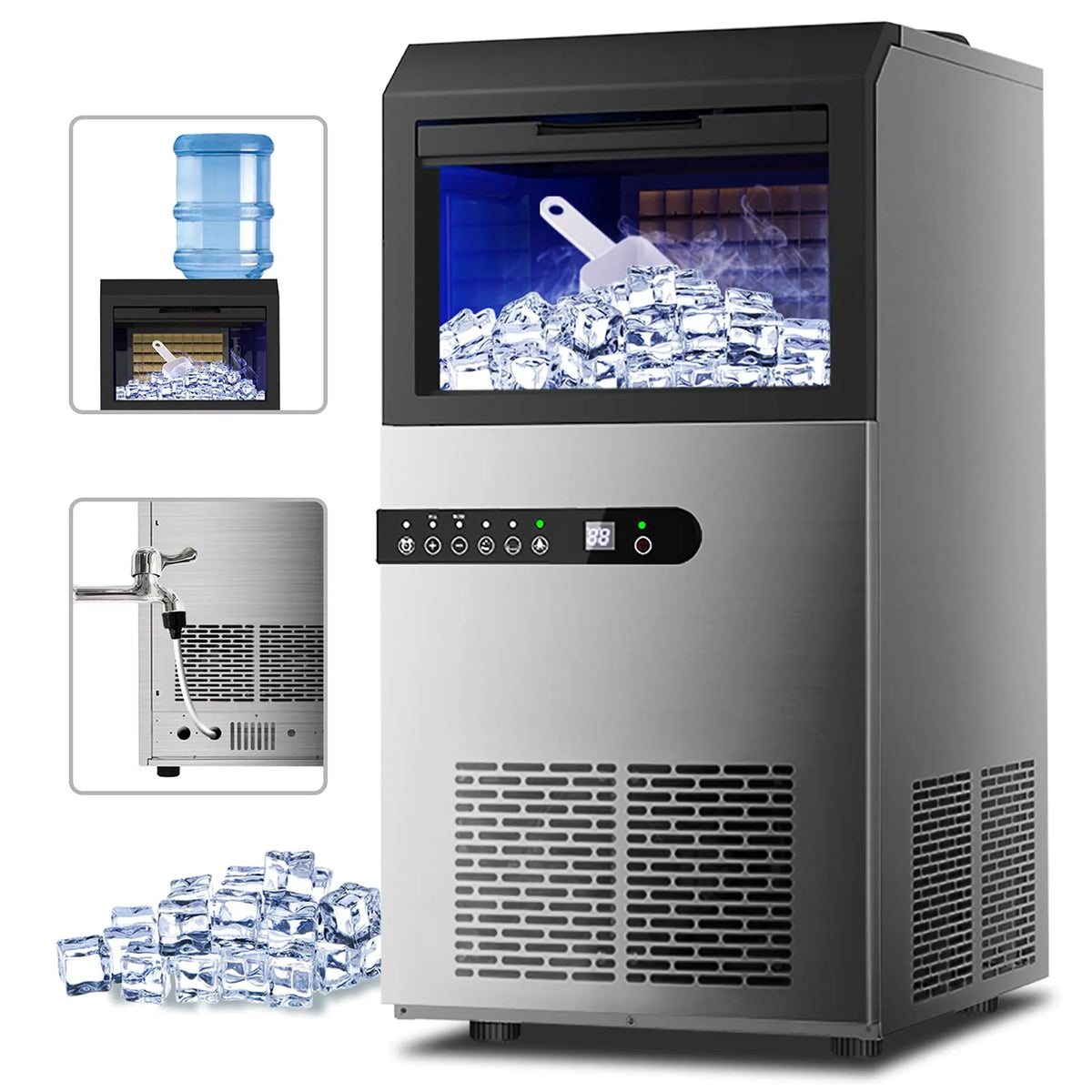 100 lbs Stainless Steel Commercial Ice Machine S6104