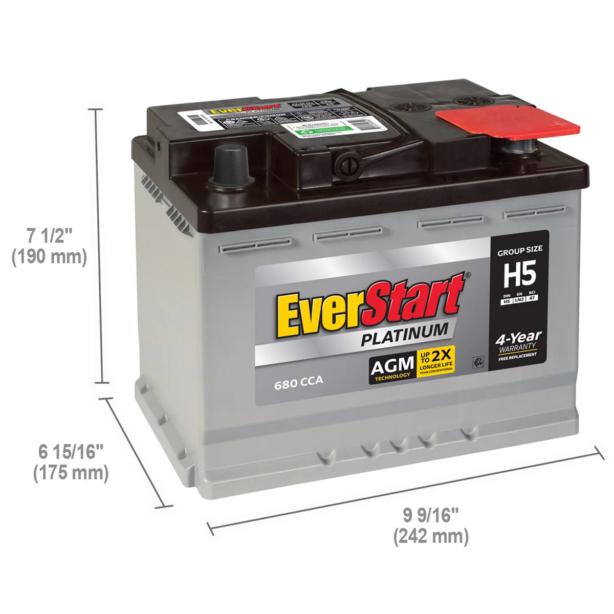 AGM Automotive Battery Group Size H5 12 Volt 680 CCA Q49248