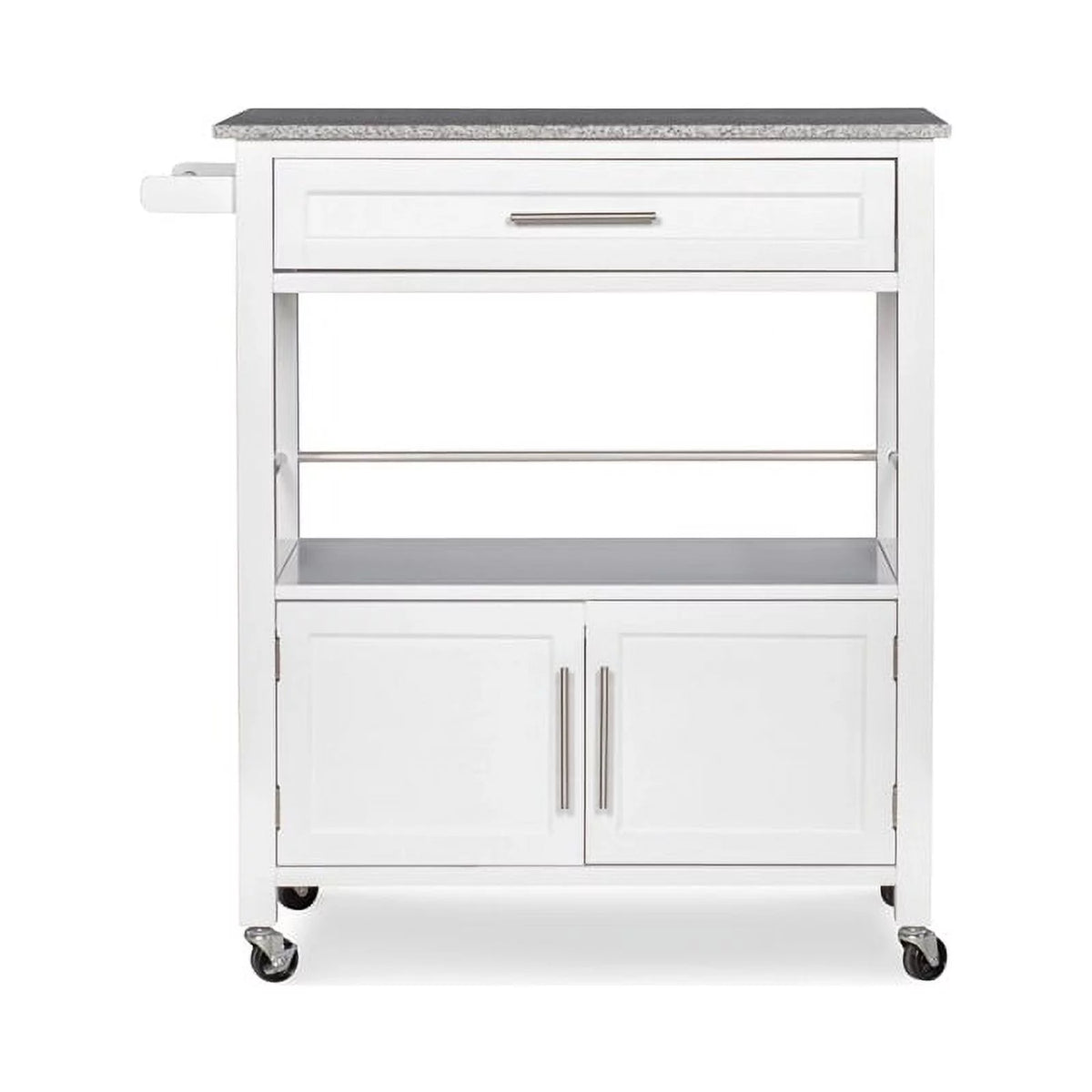 Wood Granite-Top Kitchen Cart in Bright White W852269