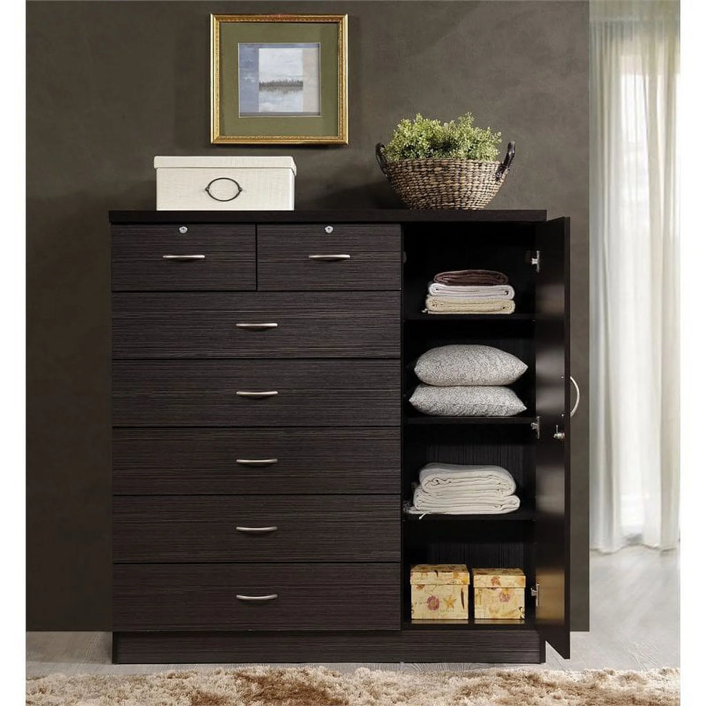 7 Drawer Wood Chest Set with Locks in Chocolate Z29003