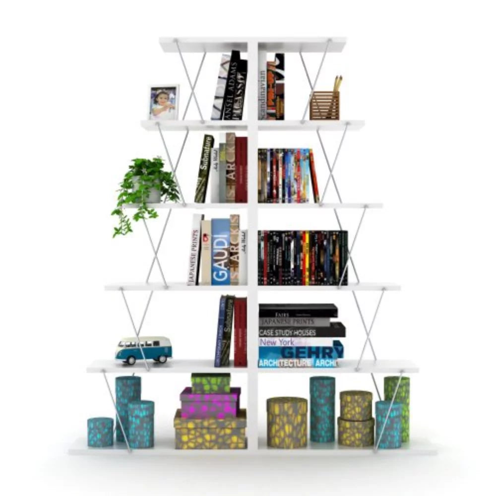 5 Tier White Ladder Bookshelf Z610287