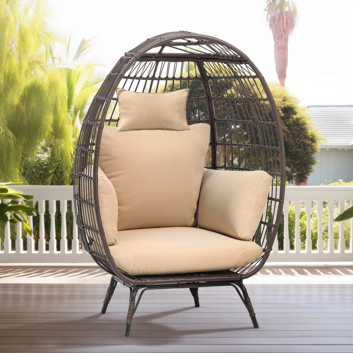 Egg Chair with Cushion Wicker PE Rattan V1536