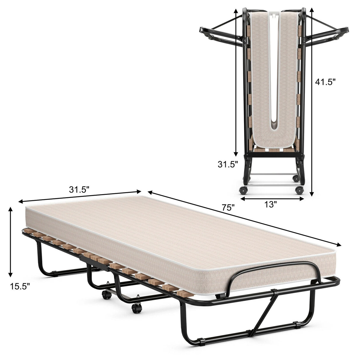 Folding Bed with Memory Foam Mattress L300544