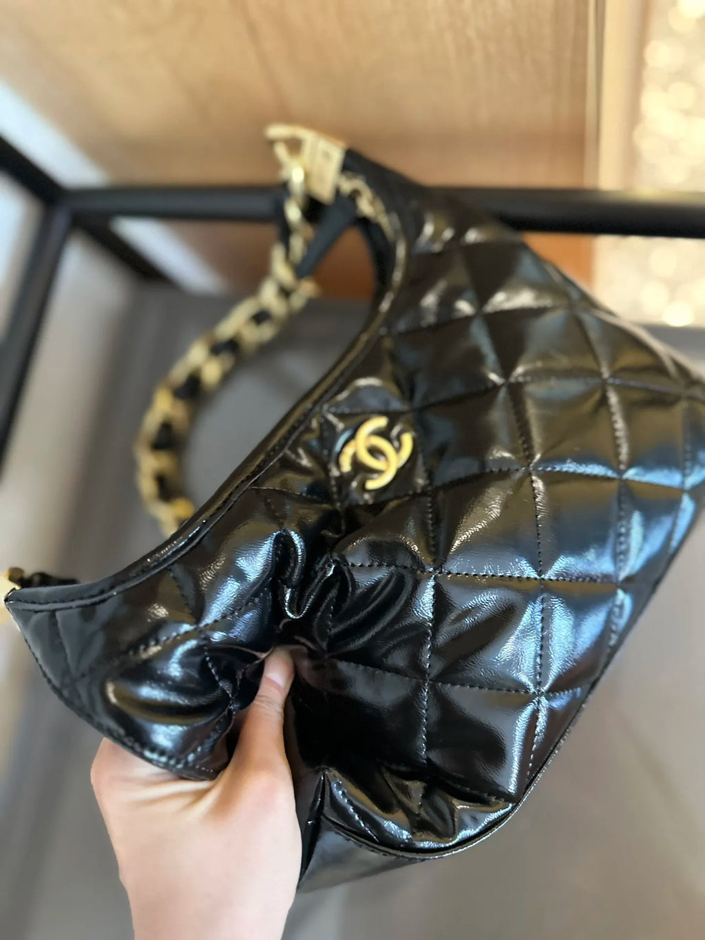 White Calfskin Hobo Bag F16050