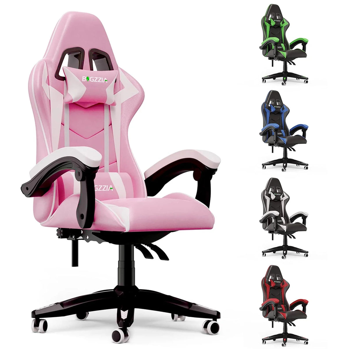 Pink Gaming Chair with Lumbar Support and Headrest L1527