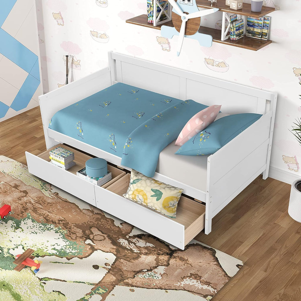 Twin White Daybed Frame with 2 Storage Drawers O25162