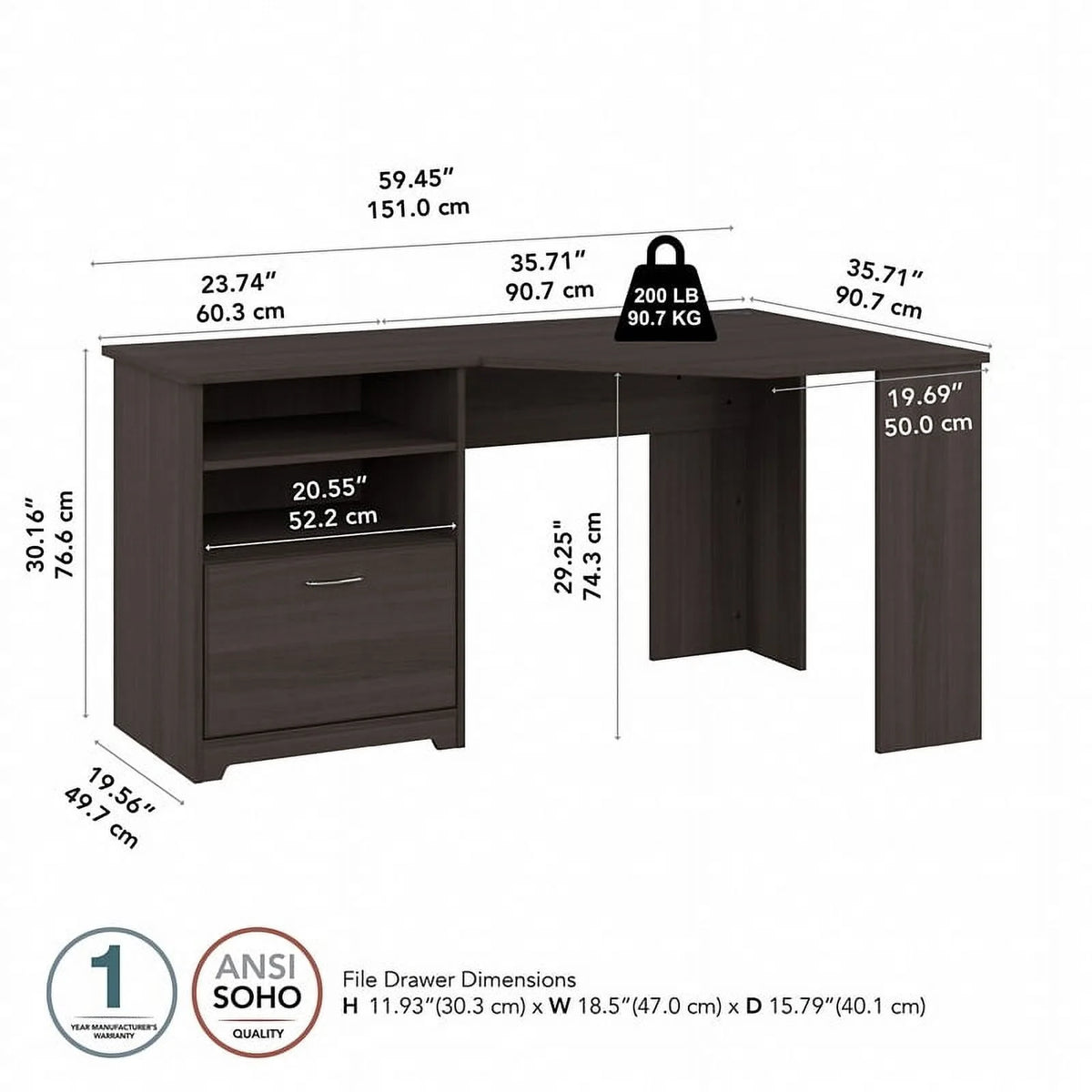 Heather Gray Engineered Wood Corner Desk L820422
