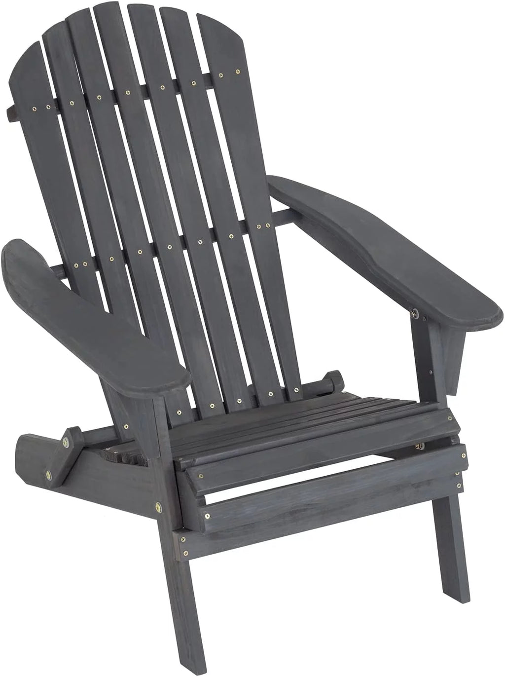 Folding Adirondack Chair Weather Resistant Wood Patio Chair Grey J33987