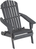 Folding Adirondack Chair Weather Resistant Wood Patio Chair Grey J33987