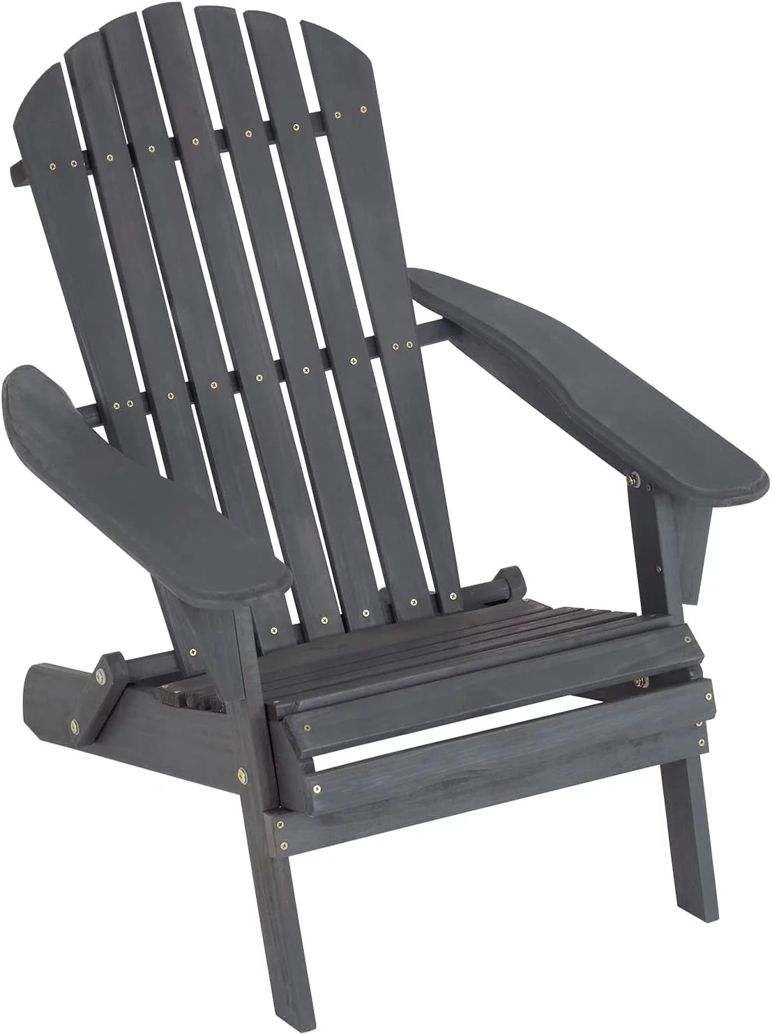 Folding Adirondack Chair Weather Resistant Wood Patio Chair Grey J33987