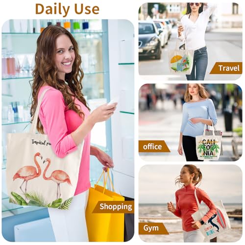 10 Pack Canvas Tote Bag with Zipper D52502