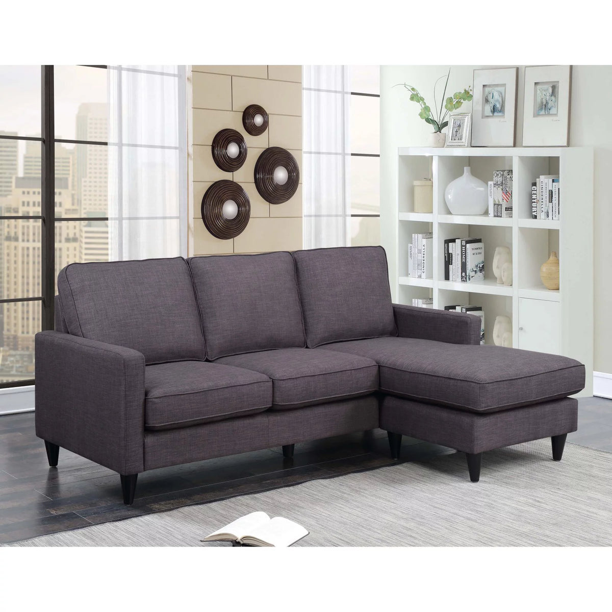 Charcoal Reversible Chaise Sectional W259035