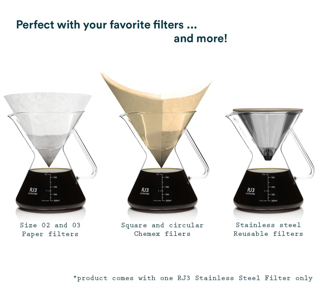 Pour-over Coffee Maker 17oz Stainless-Steel Filter Measuring Cup & Carafe N729