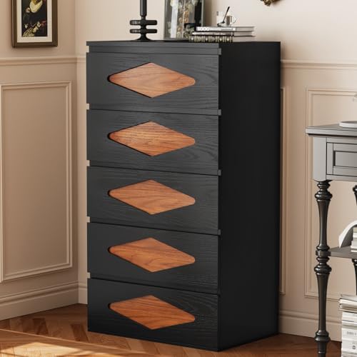 Black Brown 4 Drawer Wooden Dresser F7574