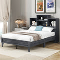 Wood Full Size Platform Bed with Storage Headboard W572817