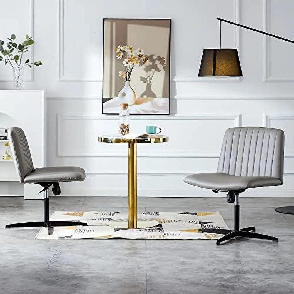 Black PU Leather Armless Office Chair Y781