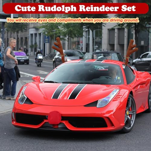 Car Reindeer Antler Kit Nose and Tail Christmas Decoration Set O895675