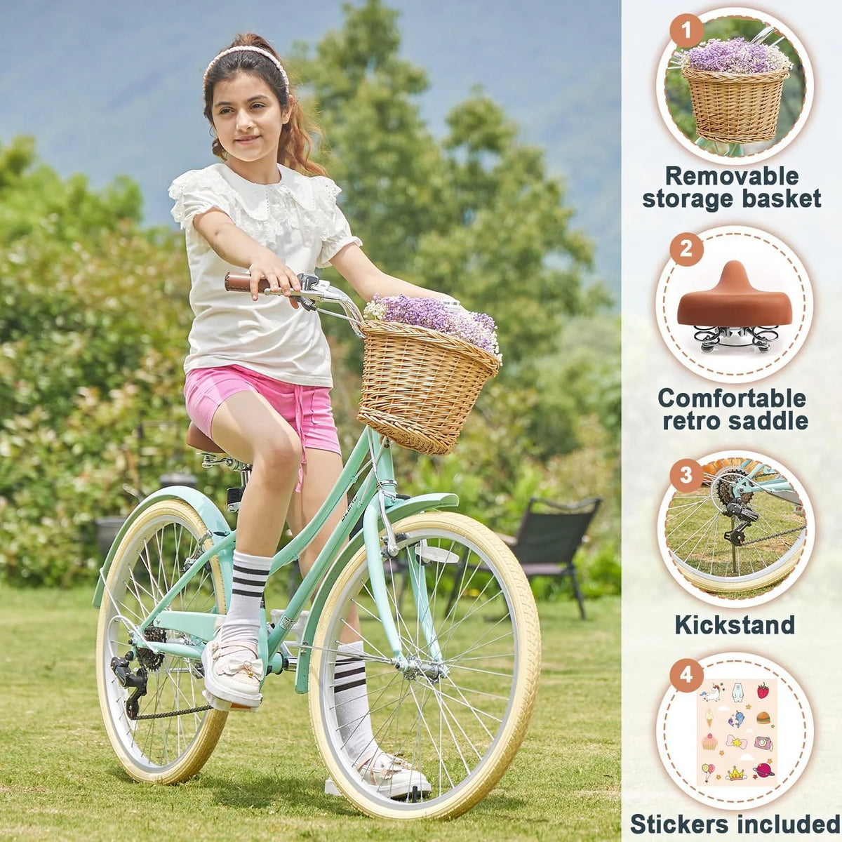 24 Girls Cruiser Bike 6-Speed Purple Y5733