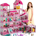 Indoor Playset with 4 Storeys 11 Rooms 2 Dolls M865336