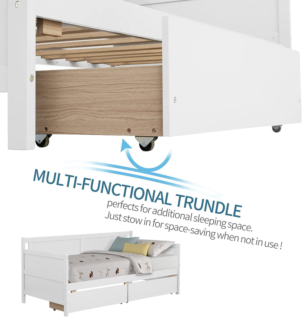 Twin White Daybed Frame with 2 Storage Drawers O25162