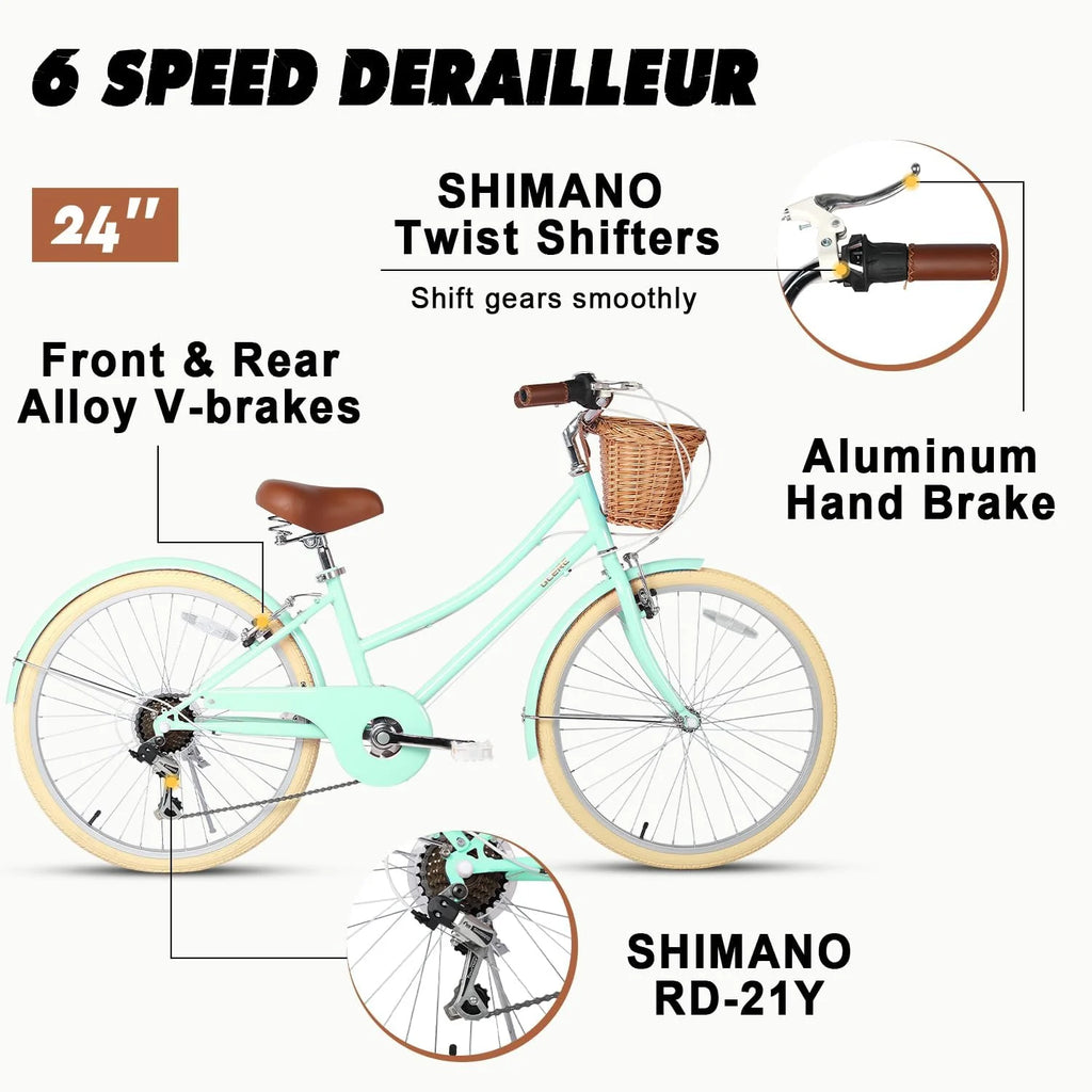 24 Girls Cruiser Bike 6-Speed Purple Y5733