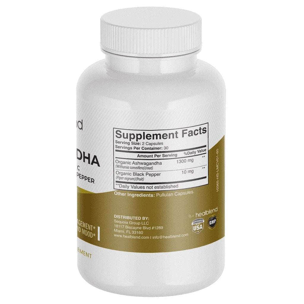 Organic Ashwagandha Supplement 1300mg with Black Pepper Extract T414427