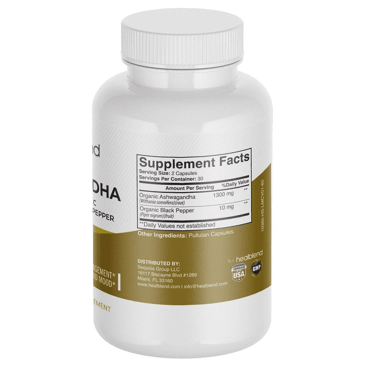 Organic Ashwagandha Supplement 1300mg with Black Pepper Extract T414427