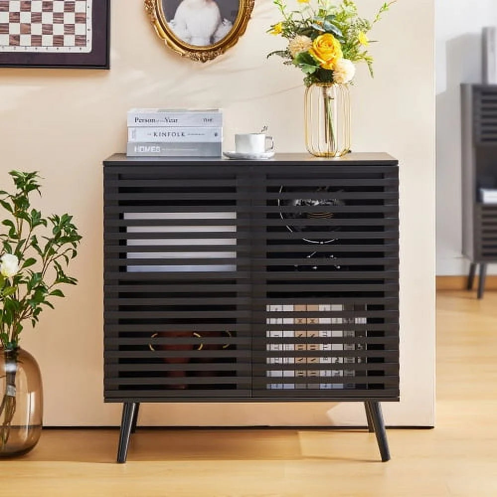 Black 2 Door 2 Tier Sideboard Buffet Cabinet M275