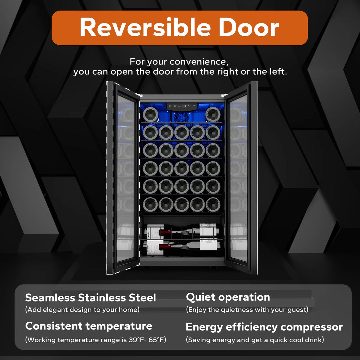 32 Bottle Mini Wine Cooler with Glass Door D2588