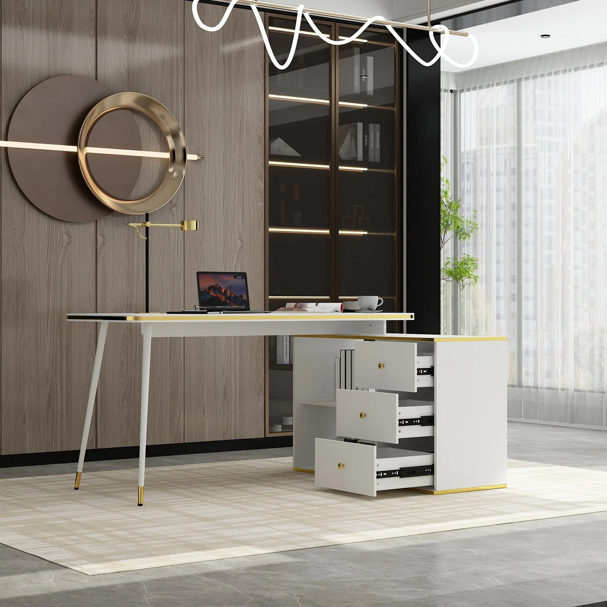55.1" Corner Computer Desk F98833