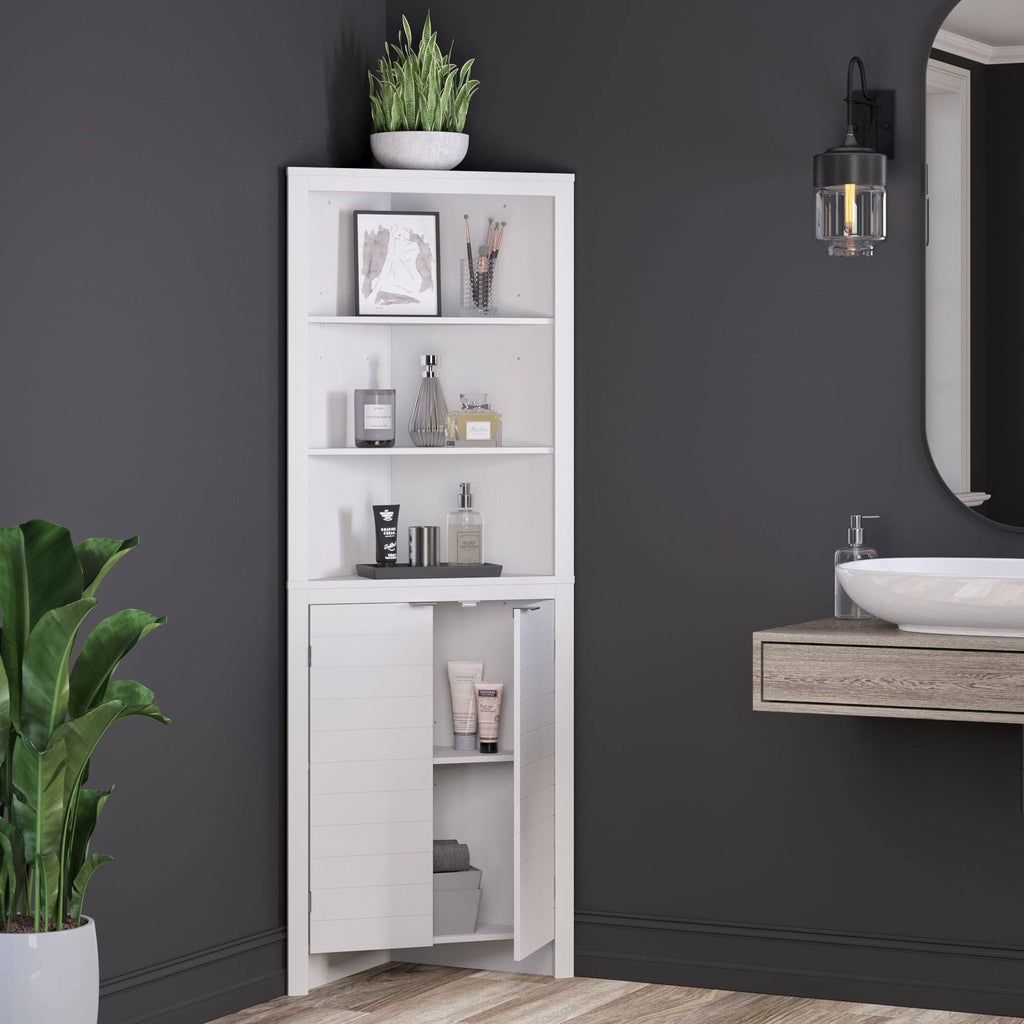 White Tall Corner Cabinet T84209