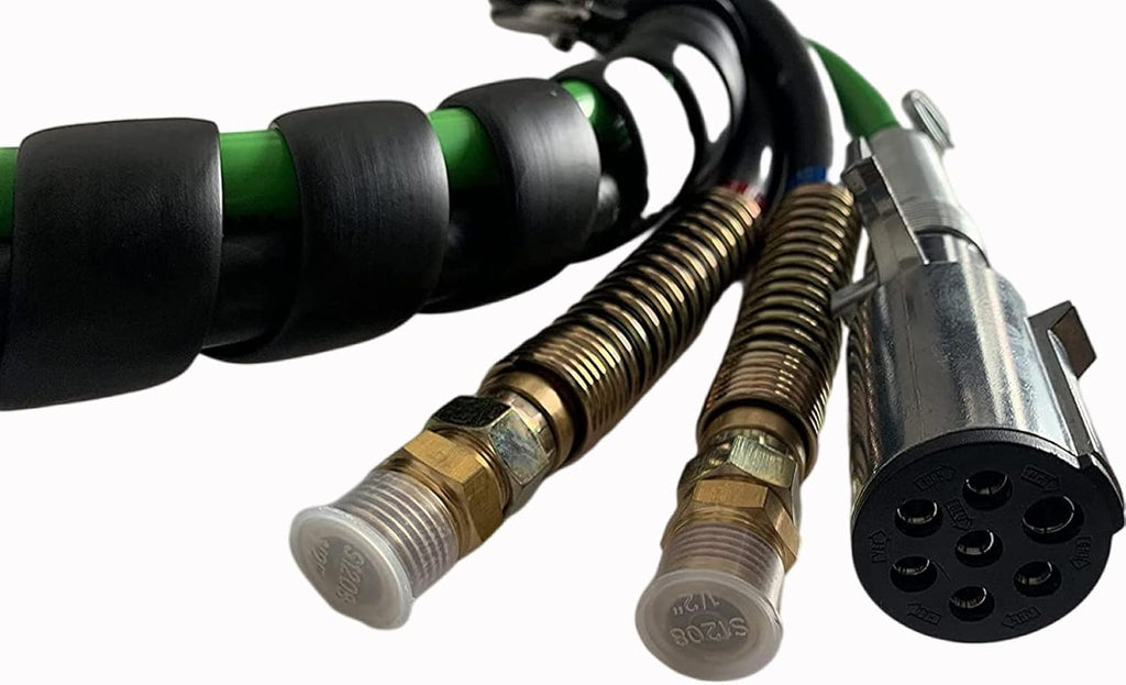 Semi Truck Trailer Tractor 3-in-1 Wrap Set ABS Air Power Line Hose Wrap 7 Way Electrical Rubber Air Hose Electrical Cable Wrap Air Line Hose 15' I4560