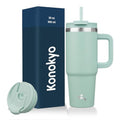 40 oz Insulated Stainless Steel Tumbler with Handle and 2 Straws I603