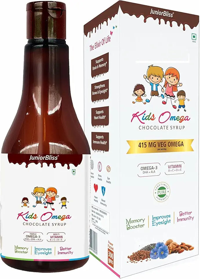 Omega 3 6 9 with DHA Vitamin A C D E Vegetarian Chocolate Syrup 300 GMS V125
