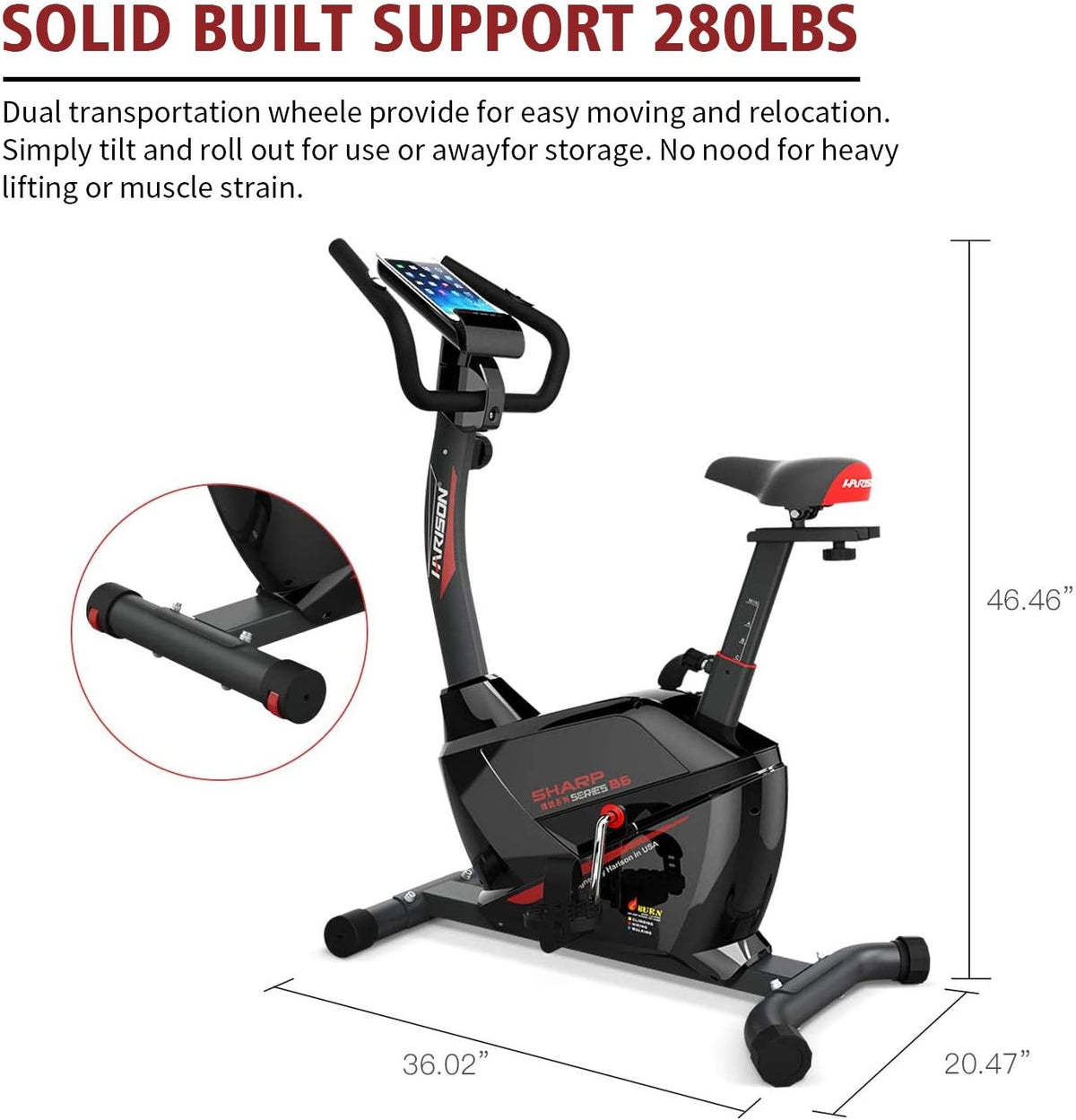 Indoor Exercise Bike with Magnetic Resistance and LCD Display J408