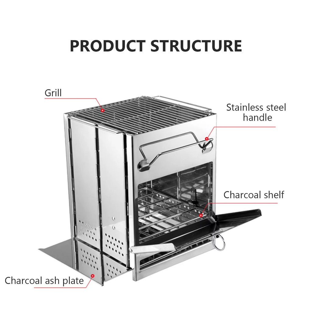 Foldable Stainless Steel Charcoal Grill M1710