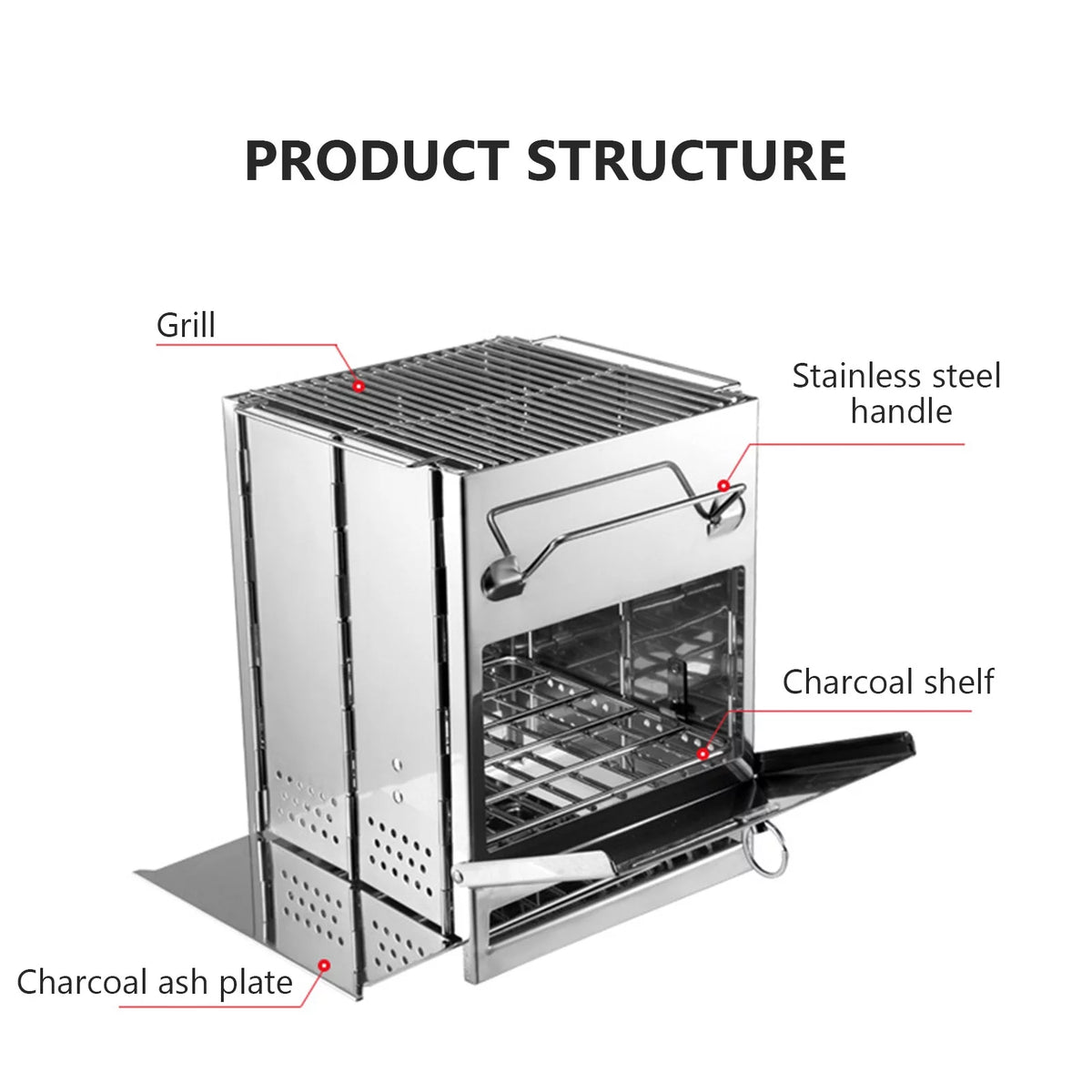 Foldable Stainless Steel Charcoal Grill M1710