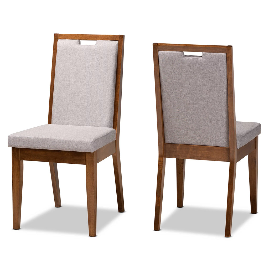 Set of 2 Grey and Walnut Brown Dining Chair P52625
