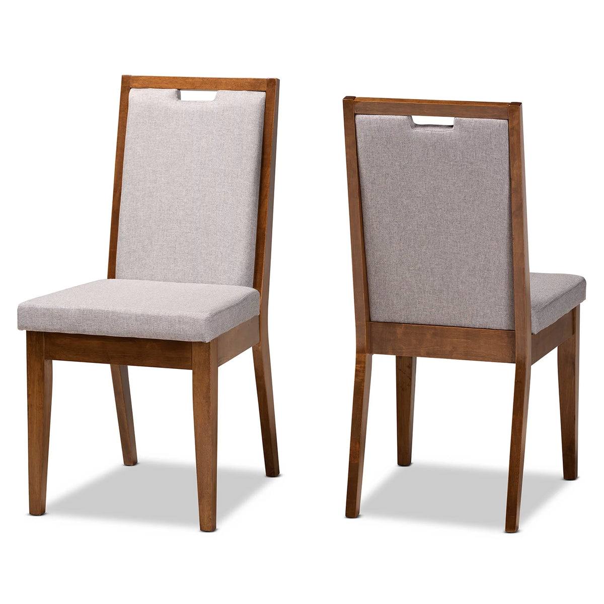 Set of 2 Grey and Walnut Brown Dining Chair P52625