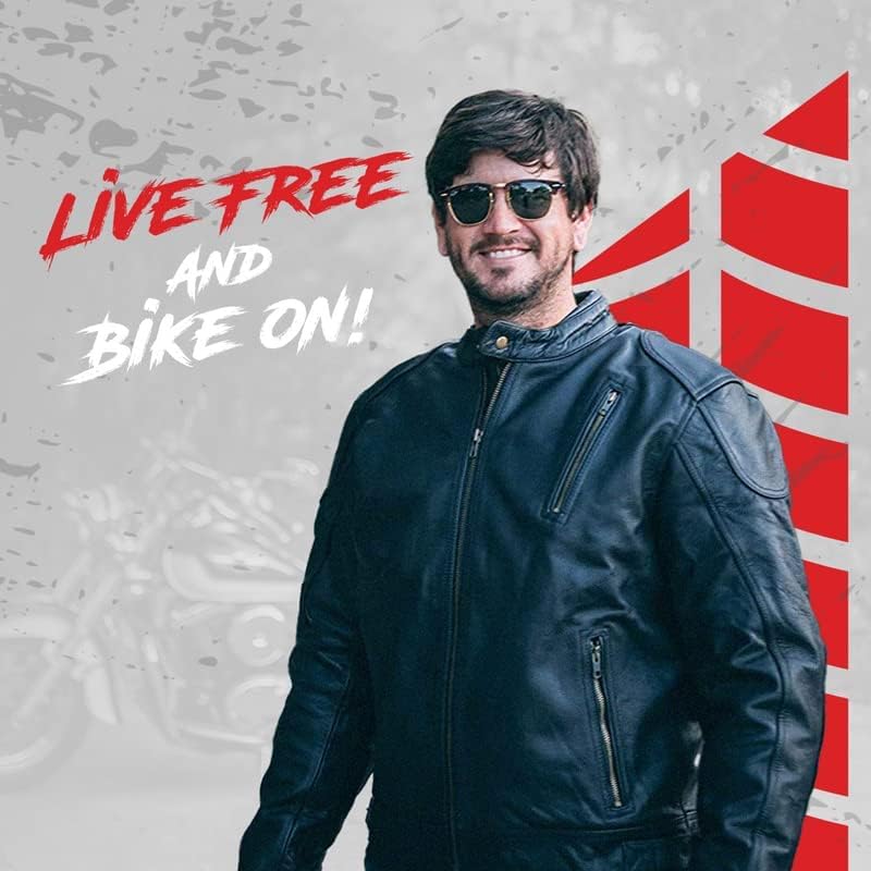 Leather Motorcycle Jacket with Armor H47604